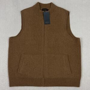Pendleton Mens XL Shetland Wool‎ Collection Full Zip Sweater Vest Tan 100% Wool